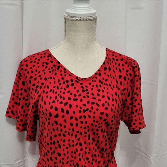 Reb. In J red spotted midi dress sz S - Picture 2 of 9